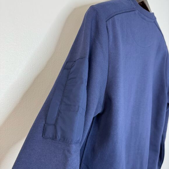 WAHTS  Long Sleeve Crew Neck.Sweatshirt Mens M Zip Pocket Organic Cotton Blue - Picture 8 of 10